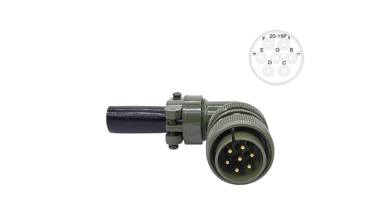 MS3108 20-15P 7 Pinli 90° Derece Erkek Askeri Tip Konnektör